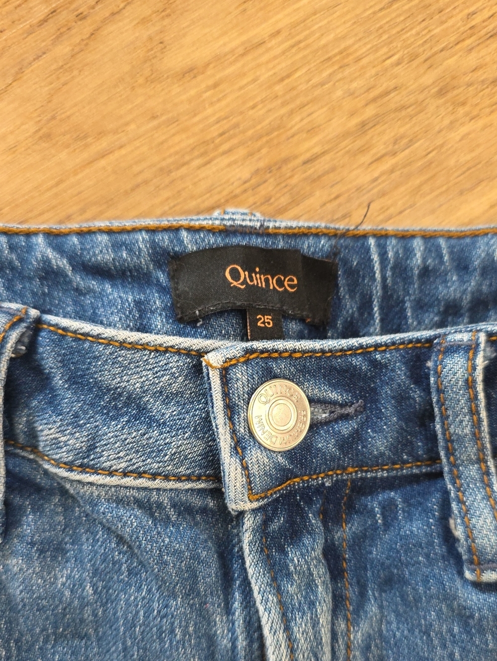 Quince Size 25 Comfort Stretch High Rise Relaxed Straight Jeans - Picture 2 of 5